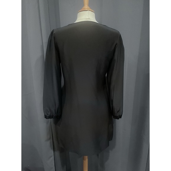 MYNE Size M Black Silk Shirt Dress /w Pockets. - Picture 2 of 8